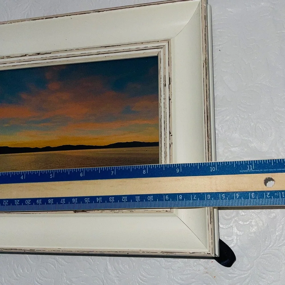 Shabby Chic Cream White Distressed Wooden Photo Frame 5x7 Parisian Sunset Art